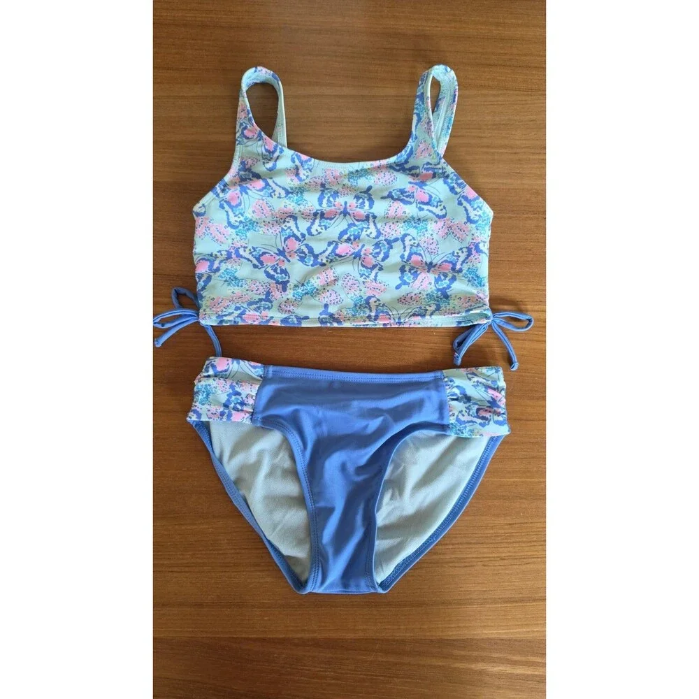 Cat & Jack Girl's Two Piece Butterfly Swimming Suit Size L (10/12)